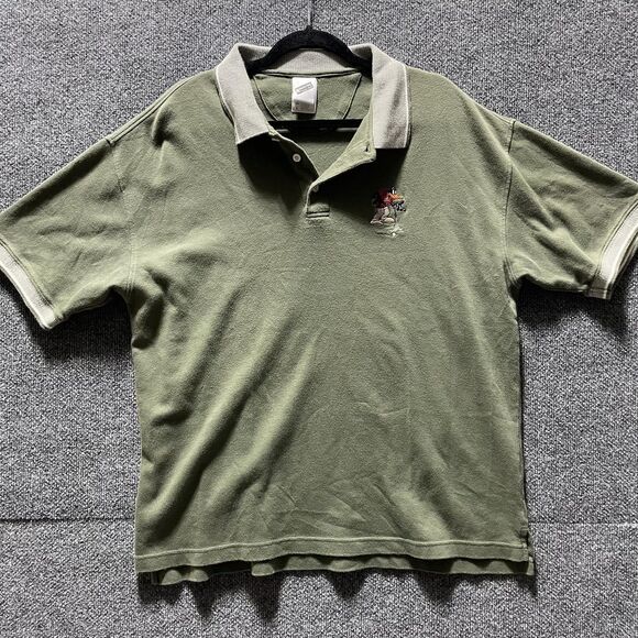 Vintage Warner Bros Polo Shirt Mens Large Daffy Duck Golf Cartoon 90s - Picture 1 of 10